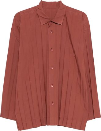Homme Pliss&eacute; Issey Miyake Geplooide Overhemd - Bruin