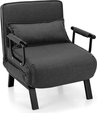 Costway Costway - Sof&aacute; Cama Convertible, Silla De Dormir Individual Tri-fold Con Respaldo Ajustable De 6 Posiciones, Coj&iacute;n Desmontable Y Asiento Tapizado, Est
