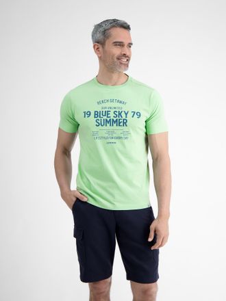 Lerros T-Shirt LERROS Herren T-Shirt mit Brustprint, Herren, Gr. L, light peppermint, 100% Baumwolle, Rundhals, Shirts T-Shirt