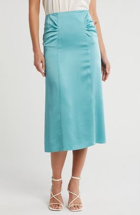 BOSS Vaniki Satin Midi Skirt in Open Blue at Nordstrom Rack, Size 4