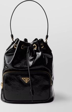 Prada leather handle bucket bag with adjustable strap