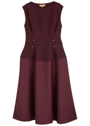 Stine Goya Panelled Crepe and Twill Midi Dress - Aubergine - S (UK8-10 / S)