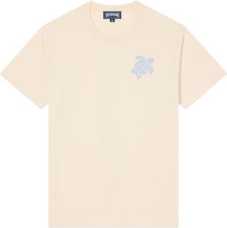 Vilebrequin Men Organic Cotton T-shirt Big Turtle Embroidery in Off White at Nordstrom, Size Xx-Large