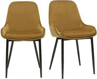 Miliboo Set De 2 Sillas De Terciopelo Color Bronce Holo