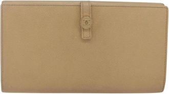 Chanel Pre-owned Wallets, female, Beige, Size: ONE SIZE Pre-owned Long Flap Wallet