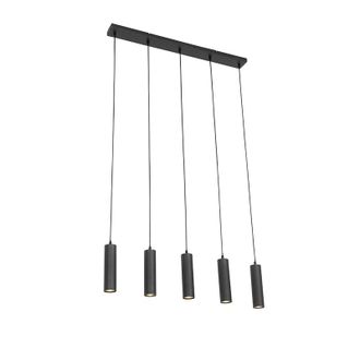 QAZQA Moderno L&aacute;mpara Colgante Moderna Negra 5 Luces - Jeana Acero Alargada Adecuado Para Led Max. 5 X 35 Watt - Qazqa