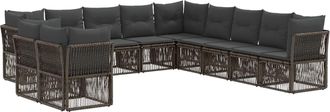 vidaXL Conjunto De Sof&aacute;s De Jard&iacute;n 11 Uds. Gris Rat&aacute;n Sint&eacute;tico Vidaxl