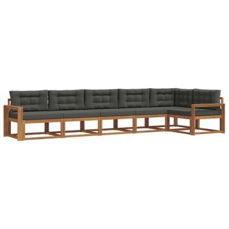 vidaXL Conjunto De Sof&aacute;s De Exterior 6 Pcs Natural Y Antracita Vidaxl