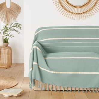 La Redoute Interieurs Gestreerpte plaid in katoen met franjes, Nedo