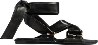 Khaite Boden Tie Flat - Dames - Sandalen - Zwart - 37 EU - Leer - Schoenen