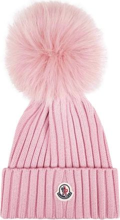 Moncler Berretto a coste con pompon - Rosa