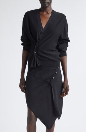 Christophe Lemaire Twisted Merino Wool Blend Cardigan in Black at Nordstrom, Size Xx-Small