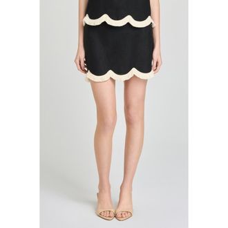 Wayf Encore Scallop Trim Skirt in Black at Nordstrom, Size X-Large