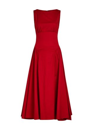 Staud Gwen Stretch-cotton Poplin Midi Dress - Red - 12 (UK16 / XL)