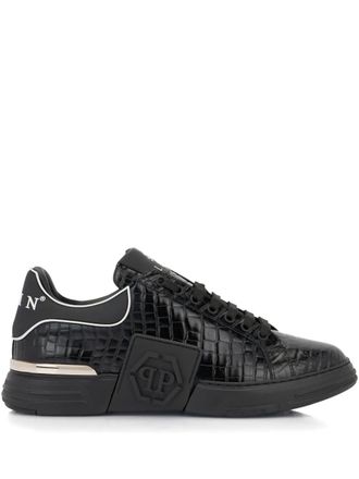 Philipp Plein Phantom Kick$ Cocco embossed low-top sneakers - unisex - Calf Leather/Calf Leather/Nylon/Rubber - 42 - Black