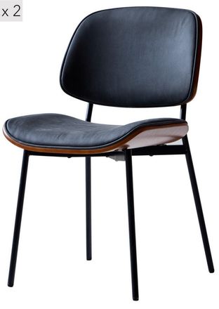 Nordlys Set 2 sillas estilo industrial en acero y tejido negro