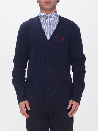 Polo Ralph Lauren Crewneck Cardigan in Wool and Cashmere with Pony Logo
