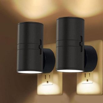OEM Luces Nocturnas Led Enchufables, Sensor Crepuscular, 5-300 Lm, Brillo Ajustable, 2700k, Luces Nocturnas Regulables Para Cocina, Pasillo, Negro