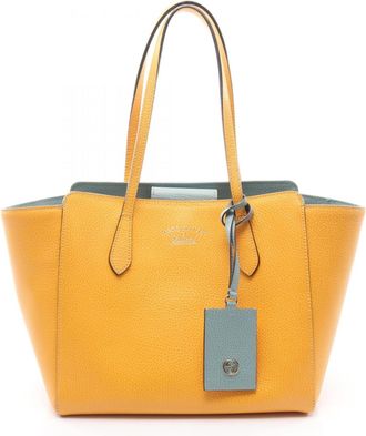 Gucci Yellow Leather Handbag Tote Bag (Pre-Owned)