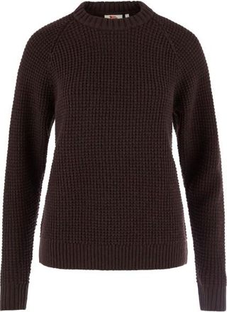Fj&auml;llr&auml;ven &Ouml;vik Waffle Knit Wollpullover f&uuml;r Damen | schwarz