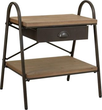 Wanderlust Deco Wanderlust Deco - Mesita De Madera Y Metal Marr&oacute;n 52x42x60h Cm