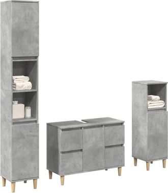 vidaXL vidaXL Set Mobili da Bagno 3 pz Grigio Cemento in Legno Multistrato