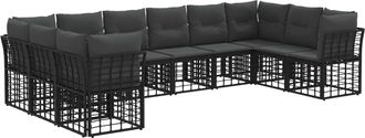 vidaXL Conjunto De Sof&aacute;s De Exterior Negro Y Gris Oscuro Poli&eacute;ster Vidaxl