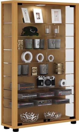 ebuy24 Ebuy24 - Vitrina De Vidrio Vcm De Pie Vitrina De Vidrio Con Vidrio De Seguridad Esg Dimensiones Aprox. Al. 90 X An. 59 X P. 18 Cm Soporte Vitrina Vidr
