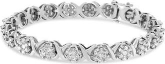 House of Brilliance 14K White Gold 6-1/3 Cttw Round Diamond Cluster Tennis Bracelet at Nordstrom