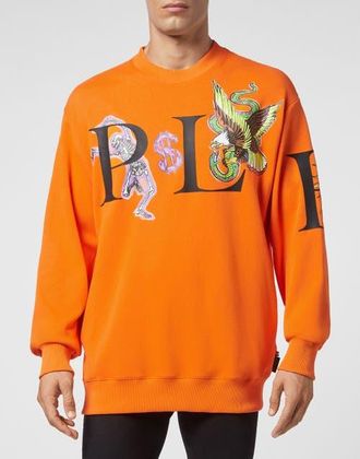 Philipp Plein Sweatshirt Ls Tattoo Men in Orange at Nordstrom, Size Xxx-Large