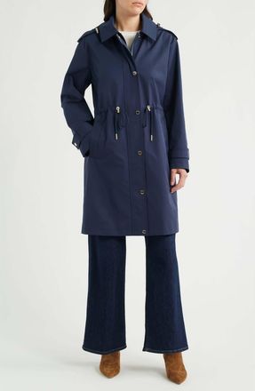 Michael Kors Hooded Trench Coat in Midnight at Nordstrom, Size X-Small