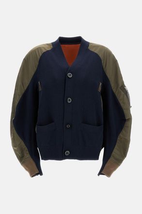 sacai Cardigan In Maglia E Nylon