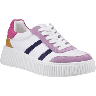 Hush Puppies Holly Suede WoMens Multicoloured Trainers - White - Size UK 5