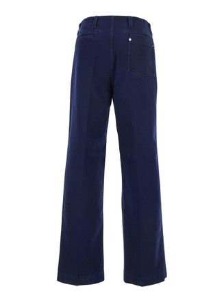 Gucci Mens Blue Cotton Canvas Pants With Logo Trousers