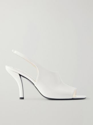Toteme Sandali Slingback In Pelle Lucida - Bianco sporco