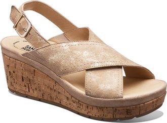 Samuel Hubbard Portola Slingback Wedge Sandal in Gold Metallic Suede at Nordstrom, Size 10.5