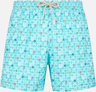 MC2 Saint Barth Man Stretch Fabric Comfort Swim Shorts With Sea Star Print