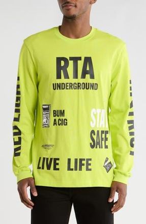 Rta Lawrence Long Sleeve Cotton Graphic T-Shirt in Neon Underground at Nordstrom Rack, Size X-Small