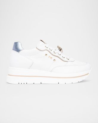 Nero Giardini Leather Jeweled Low-Top Sneakers