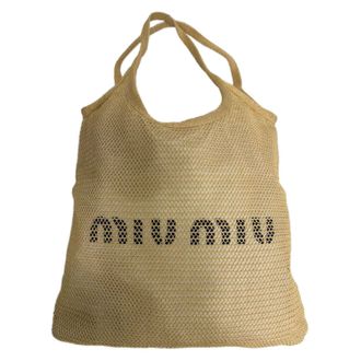 Miu Miu Pre-owned Womens Miu Miu Ivy Raffia-Effect Woven Tote Bag in Beige Viscose - One Size