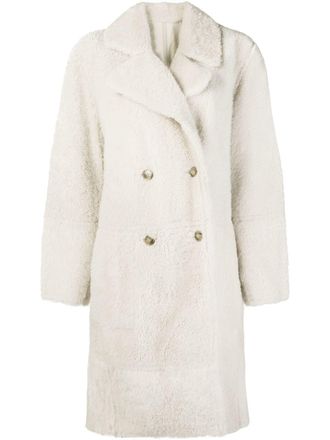 Yves Salomon oversized shearling coat - White