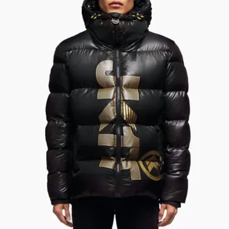 JACK1T Prime Slick Down Puffer Jacket In Black/gold