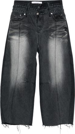 Rokh Ballon shaped layered jeans - women - Cotton - 36 - Black