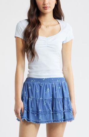 BP. Ruched Front Cotton T-Shirt in Blue Bird at Nordstrom, Size Xx-Small