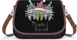 Generic Dentist Christmas Dental Squad Leopard Small Womens Crossbody Bags Shoulder Handbag with Adjustable Strap for Travel