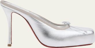 Christian Louboutin 100mm Cassia Metallic Leather Ballerina Mule Pumps