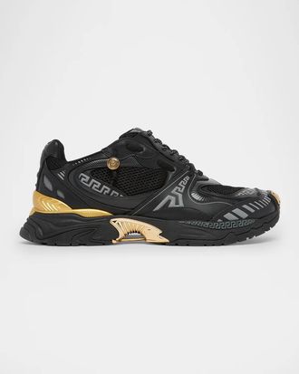 Versace Men & apos;s La Greca Leather & Mesh Low-Top Sneakers