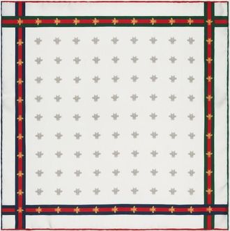 Gucci Bee Pattern Silk Pocket Square, White