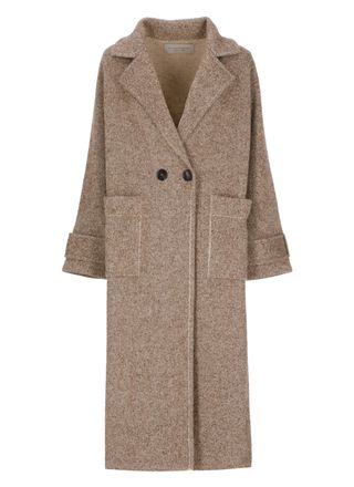 D.exterior Brown Wool-Blend Coat