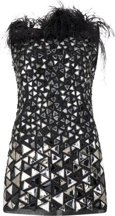 Alberta Ferretti Top met veren - Dames - Feestkleedjes - Zwart - S - Polyester - Kleedjes